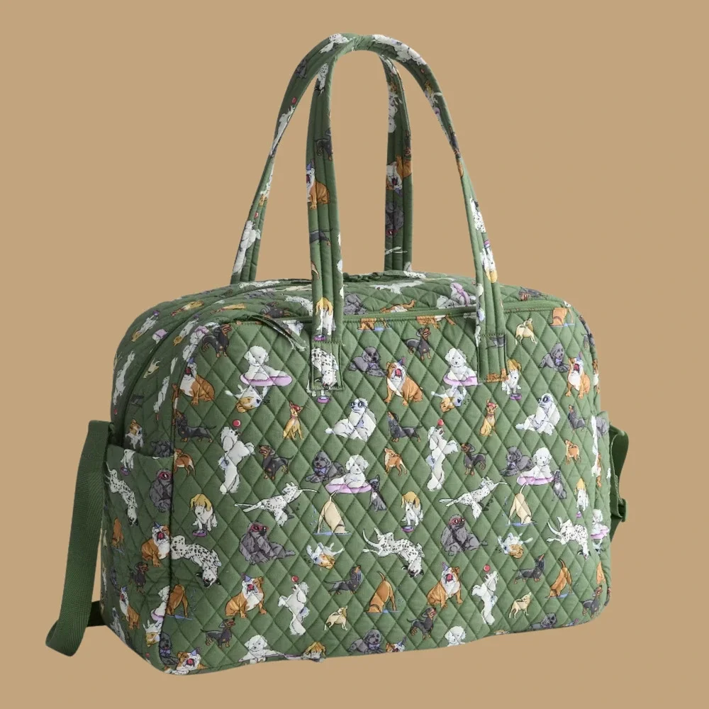 New Vera Bradley Large Weekender Travel Luggage Bag Dog Park Green